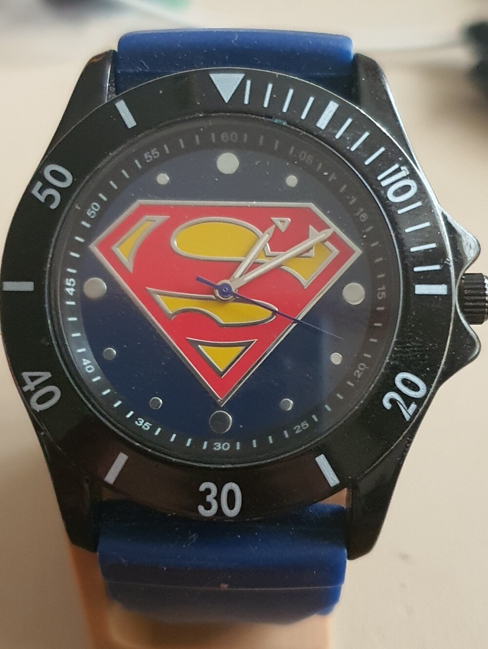 Superman Black/Blue Silicone Logo Men's Watch